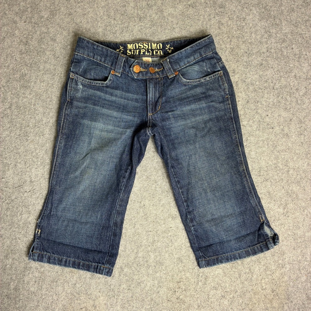 Mossimo Supply Womens Size 1 28x14 Dark Wash Denim Capri Jeans Mid Rise Cotton